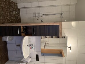 Hair dryer, towels, toilet paper