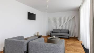 Loft Kota, balkon | 1 kamar tidur, brankas, kedap suara, dan setrika/meja setrika