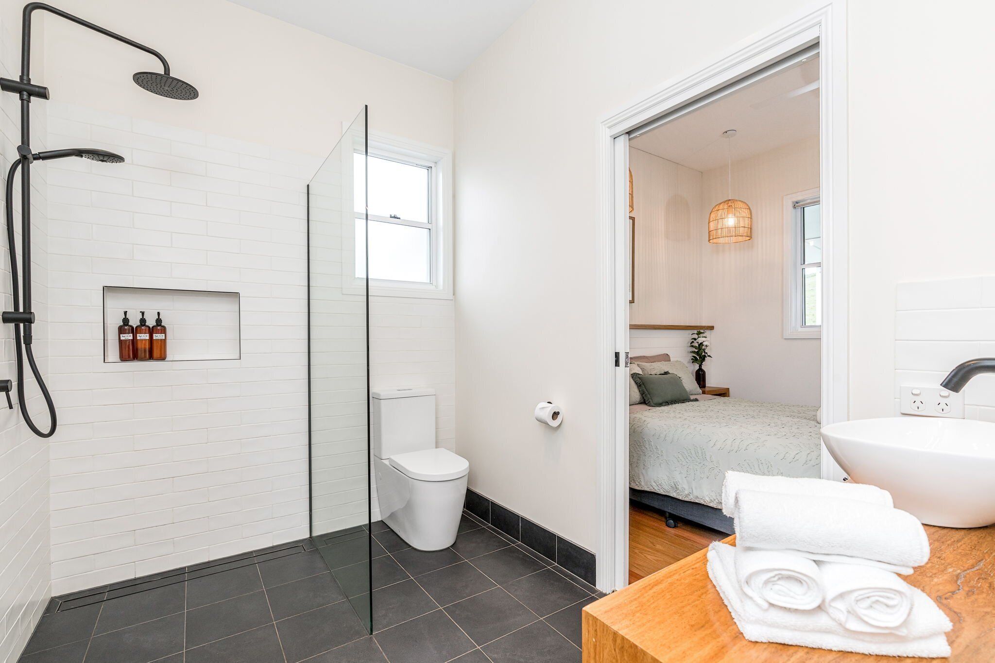 Shower, eco-friendly toiletries, hair dryer
