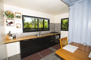 Fridge, microwave, stovetop, toaster