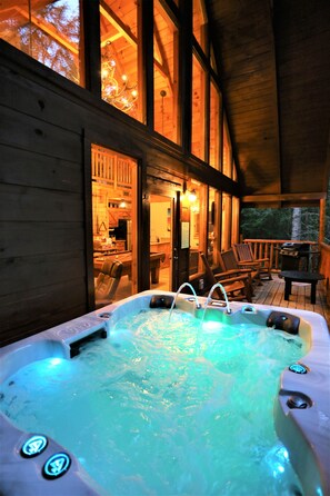 Cabin, 1 Bedroom | Outdoor spa tub