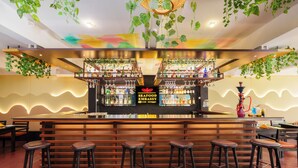 A bar area with a counter, stools, and a sign reading "SEAFOOD EMBASSY". - Beach Corridor Hotel & Spa with Free Airport Shuttle (Negombo)
