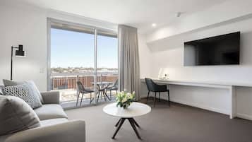 1 bedroom, desk, laptop workspace, rollaway beds