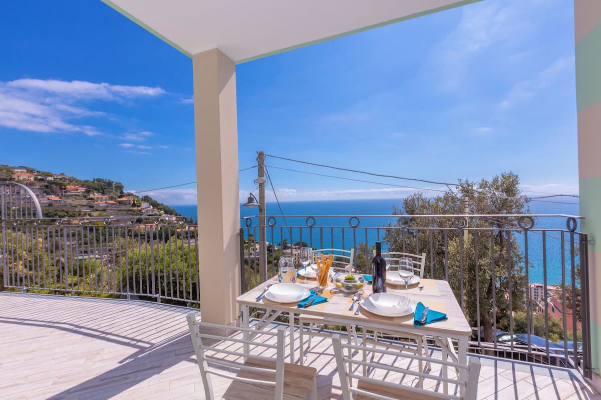 Family Apartment, Multiple Bedrooms, 2 Bathrooms, Mountainside (Serena 1 Amazing Sea View) | Terrace/patio