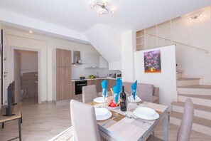 Family Apartment, Multiple Bedrooms, 2 Bathrooms, Mountainside (Serena 2 Amazing Sea View) | Dining - Serena 2 (Alassio)