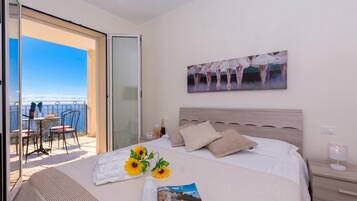 Family Apartment, Multiple Bedrooms, 2 Bathrooms, Mountainside (Serena 2 Amazing Sea View) | 2 bedrooms, iron/ironing board, WiFi, bed sheets