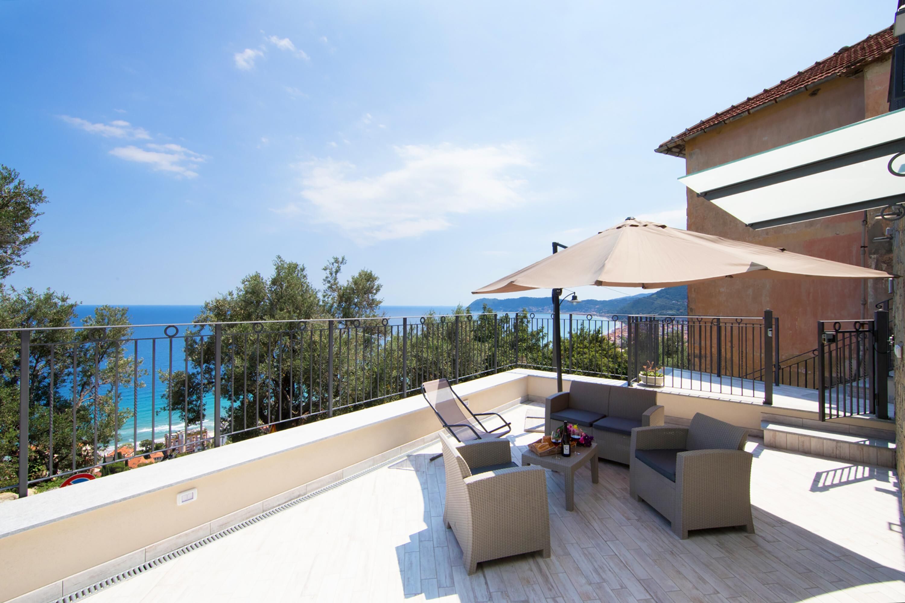 Family Apartment, Multiple Bedrooms, 2 Bathrooms, Mountainside (Serena 2 Amazing Sea View) | Terrace/patio