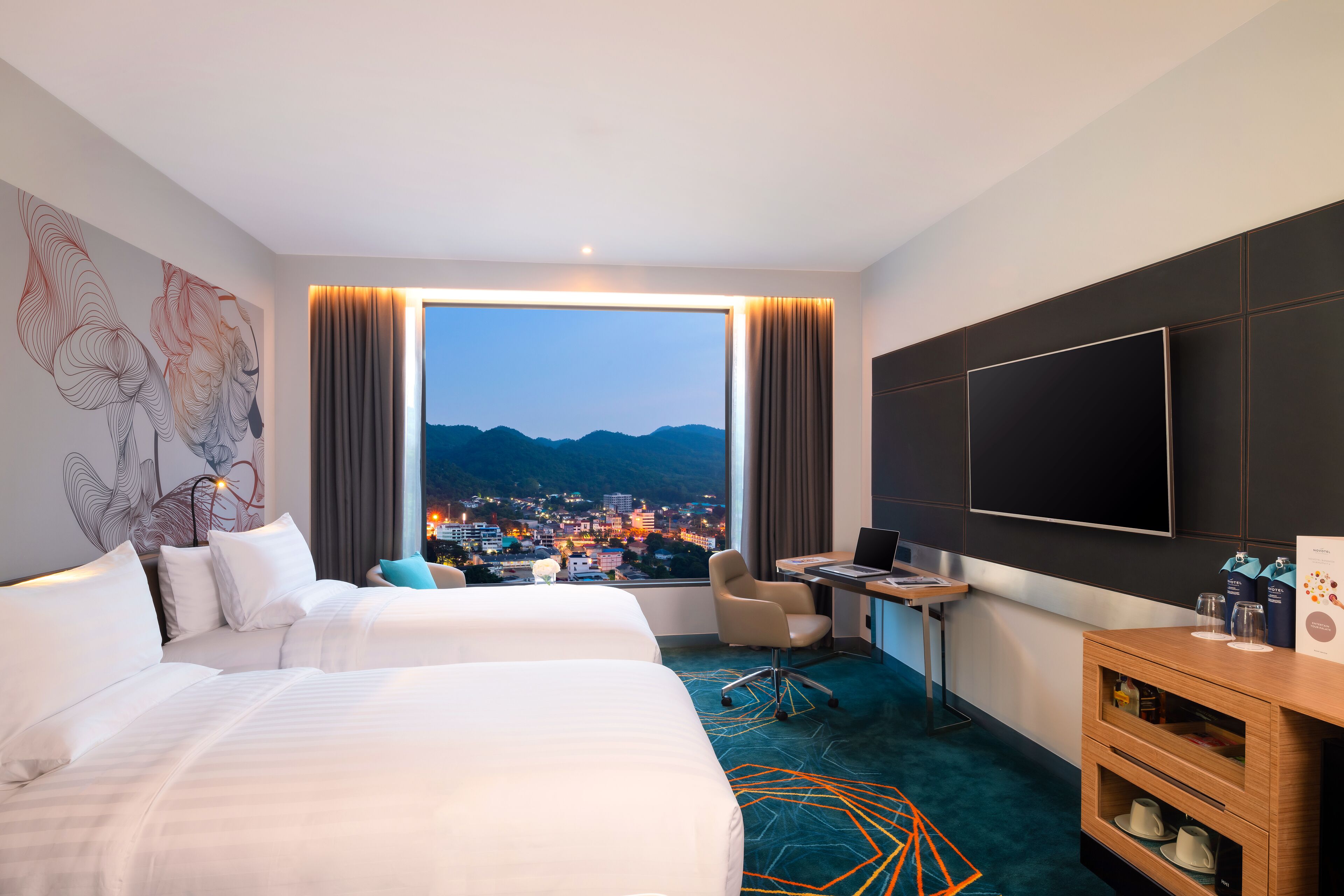 superior room -2 single beds | living area | 55-inch smart tv with satellite channels, tv, netflix