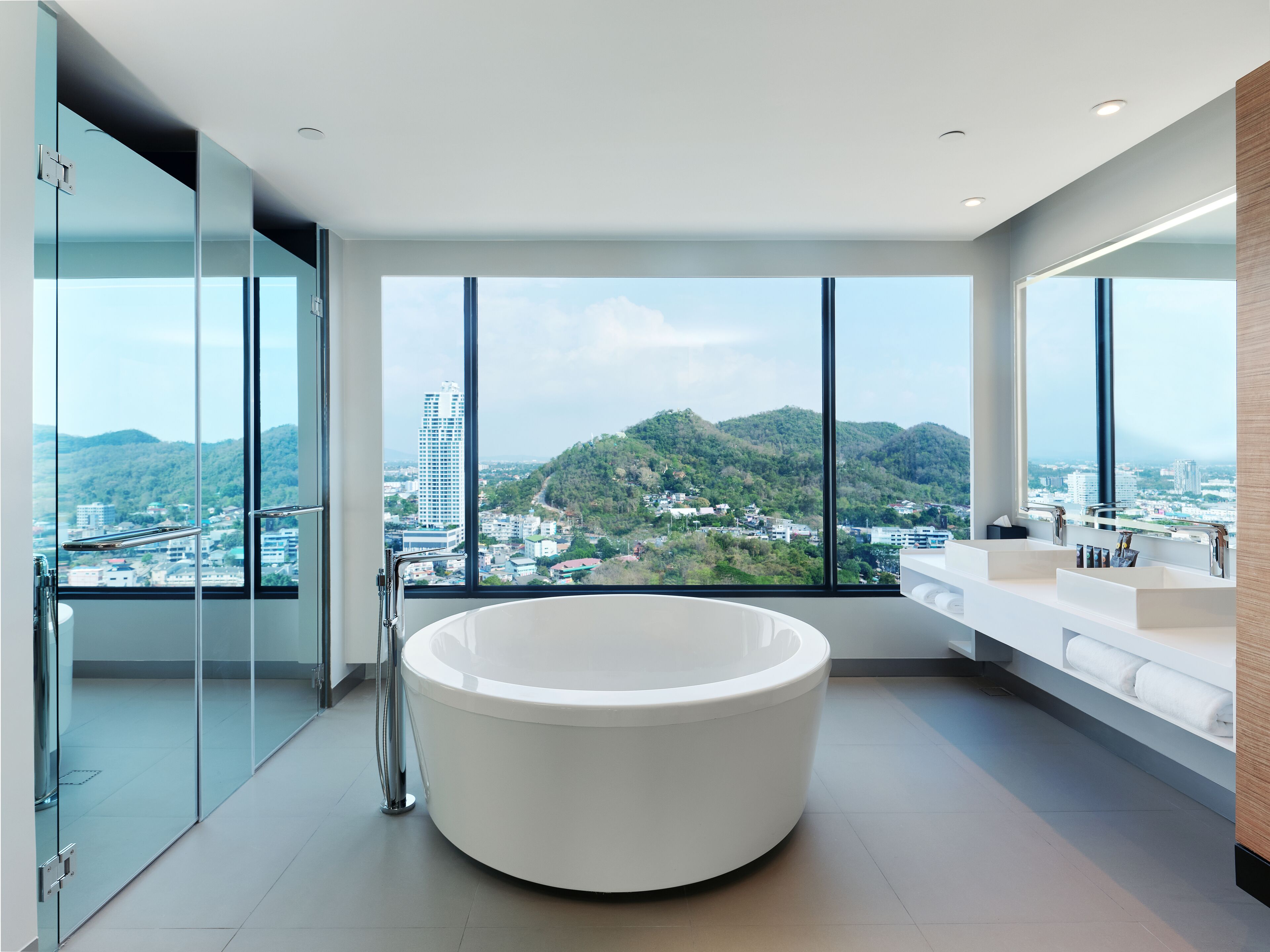 eco-friendly toiletries, hair dryer, bathrobes, slippers