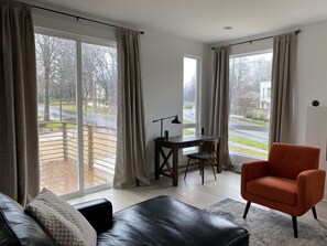 Smart TV, fireplace, computer monitors