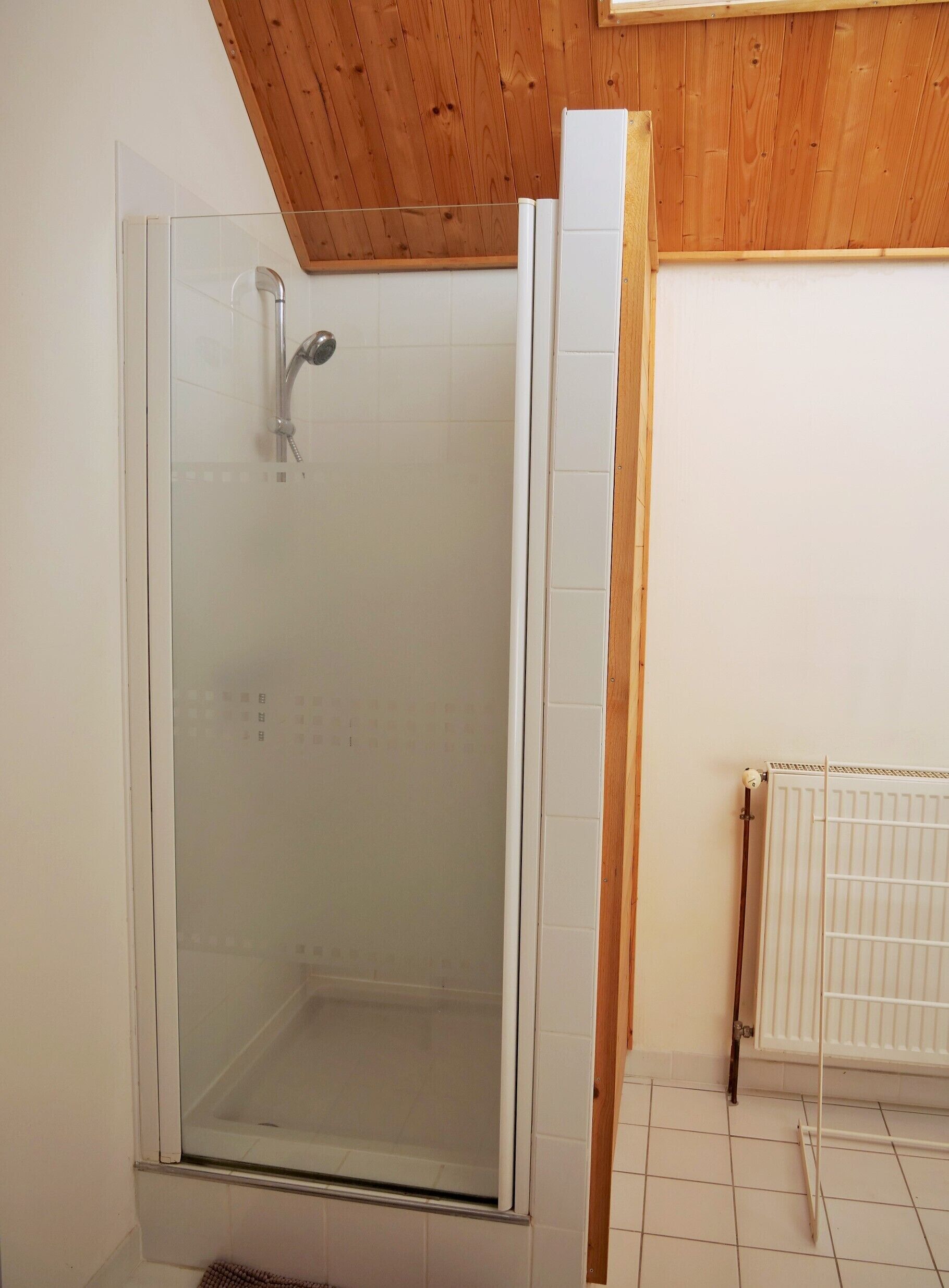 Combined shower/tub, hair dryer, towels, soap