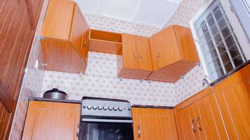 Fridge, oven, stovetop, electric kettle