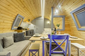 Luxury Beach Pod | Individually decorated, individually furnished, desk, laptop workspace