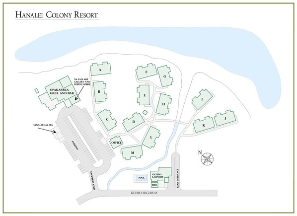 Property map - Literally Right On the Beach - 2BR Condo Perfect for Couples & Small Families (Hanalei)