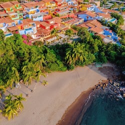 Private beach, beach umbrellas