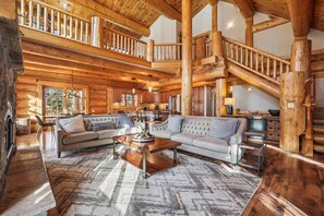 Flat-screen TV, fireplace