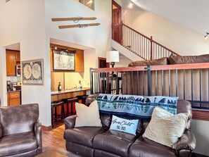 Smart TV, fireplace, video games, DVD player