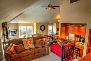 Smart TV, fireplace, video games, DVD player