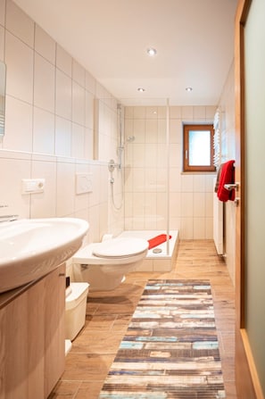 Douche, serviettes fournies