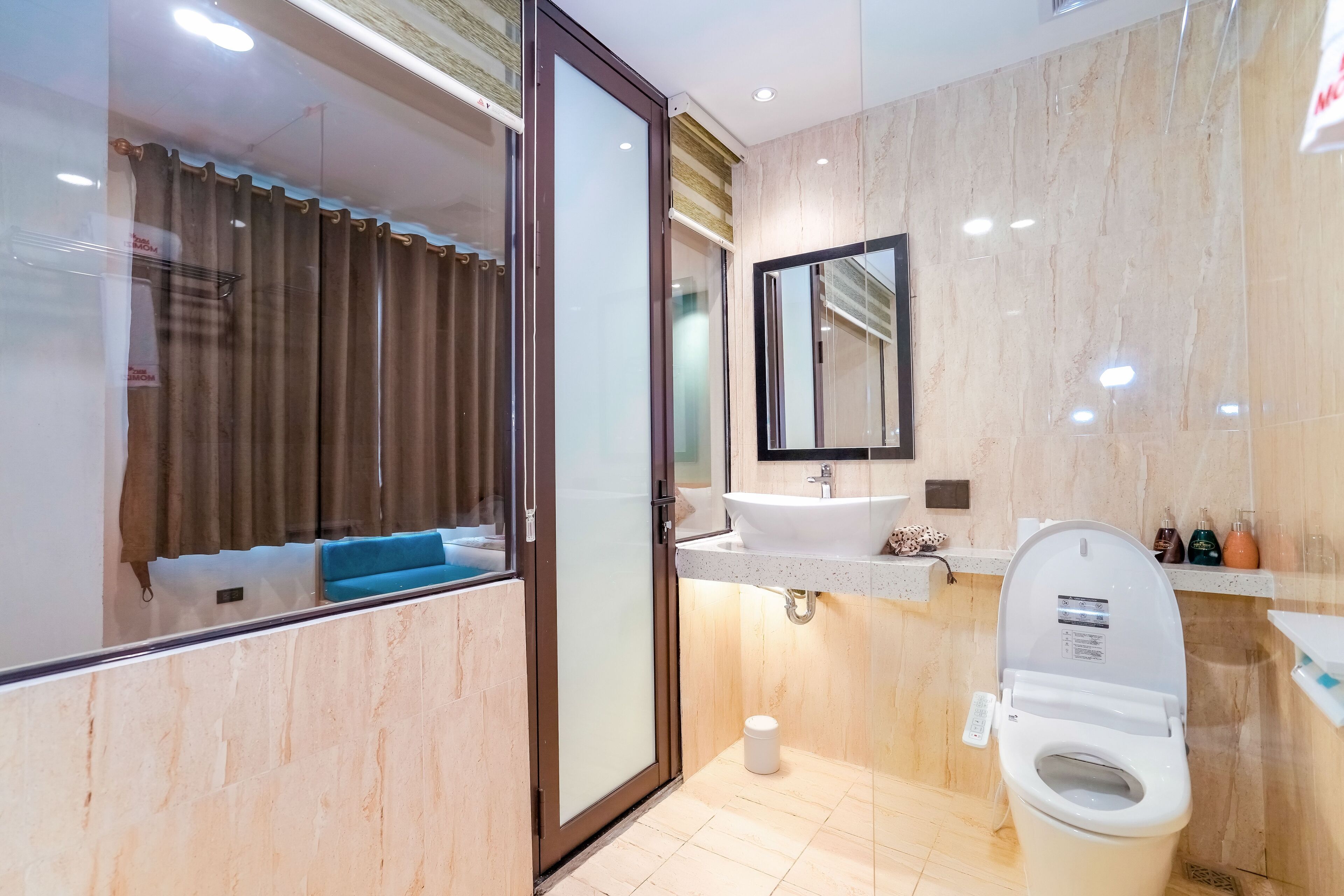 luxury double room, 1 queen bed | bathroom | free toiletries, hair dryer, slippers, electronic bidet