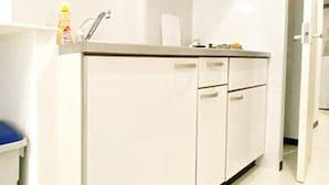 Apartemen, balkon (301) | Dapur kecil pribadi | Lemari es, microwave, kompor, dan penggorengan