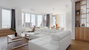 Penthouse Royal | Bộ đồ giường kháng dị ứng, minibar, bàn