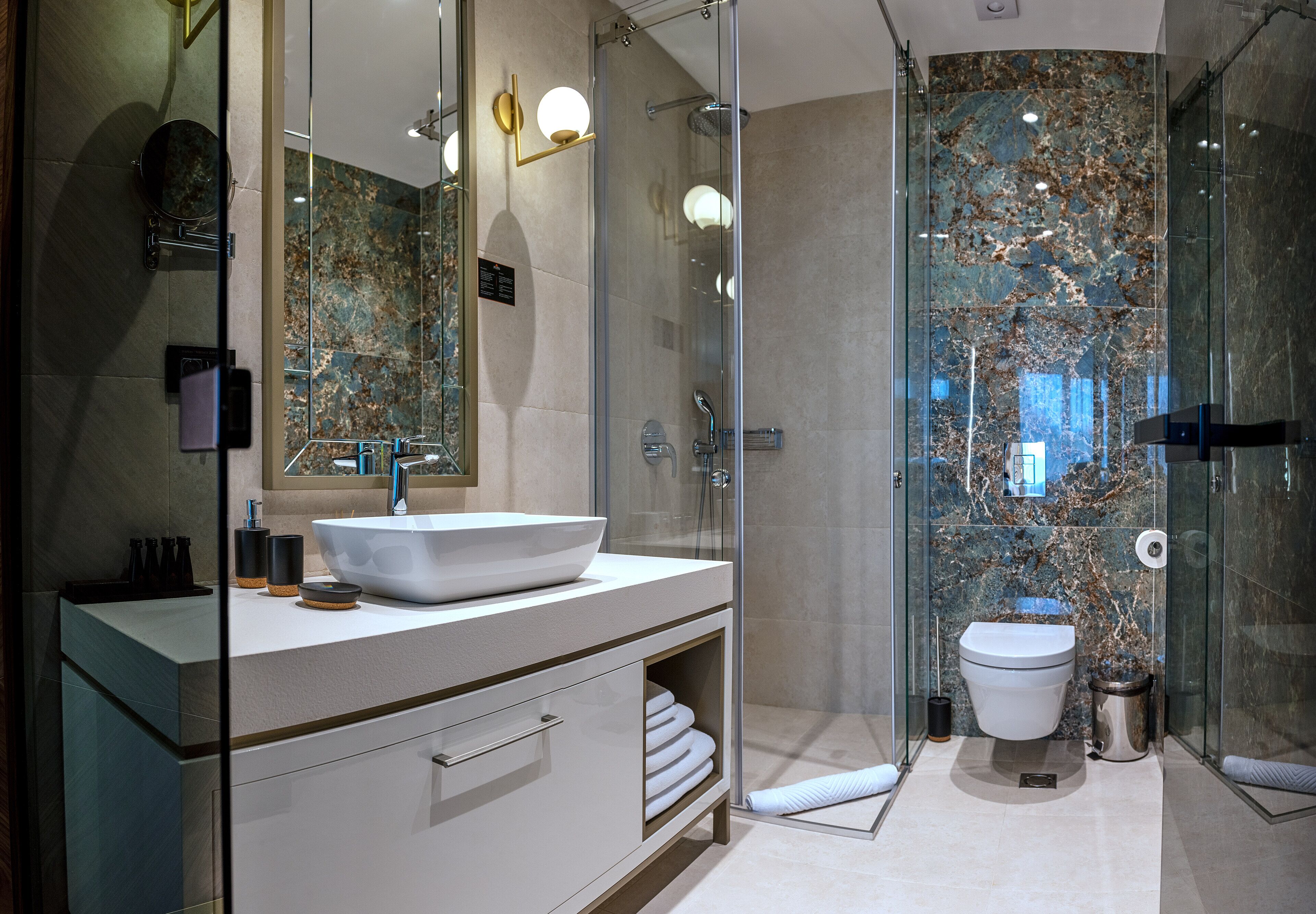 shower, free toiletries, hair dryer, bathrobes