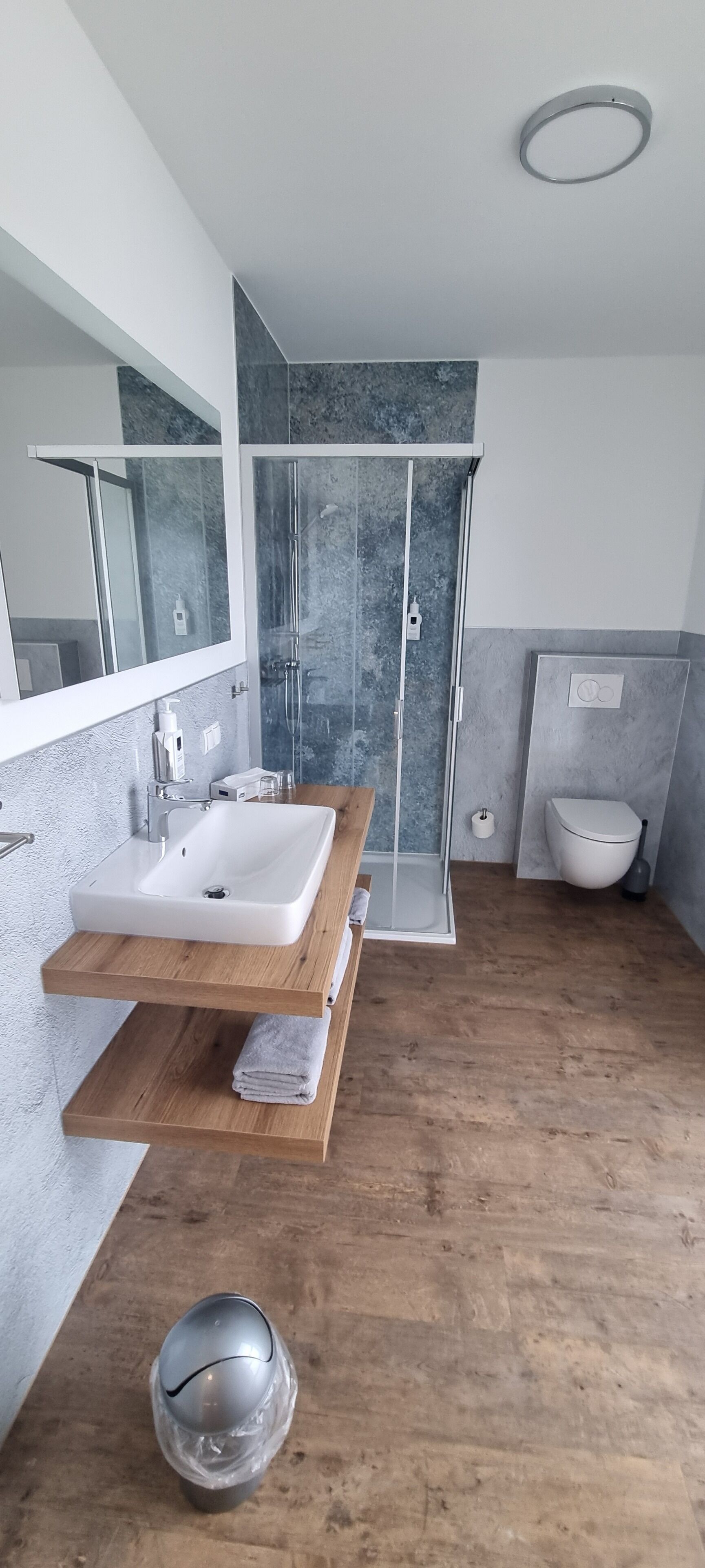 deluxe single room | bathroom | hair dryer, slippers, towels