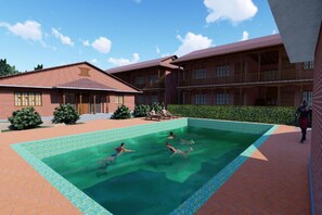 Una piscina al aire libre