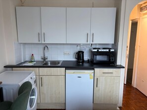 Fridge, microwave, oven, electric kettle