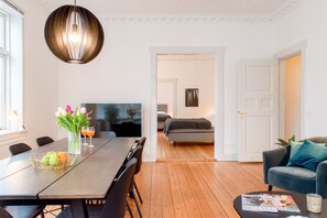 Apartment, 3 Bedrooms, Refrigerator | Living room | TV - Sanders Boulevard - Smart 3-bdr Apt By the Canal (Aarhus)