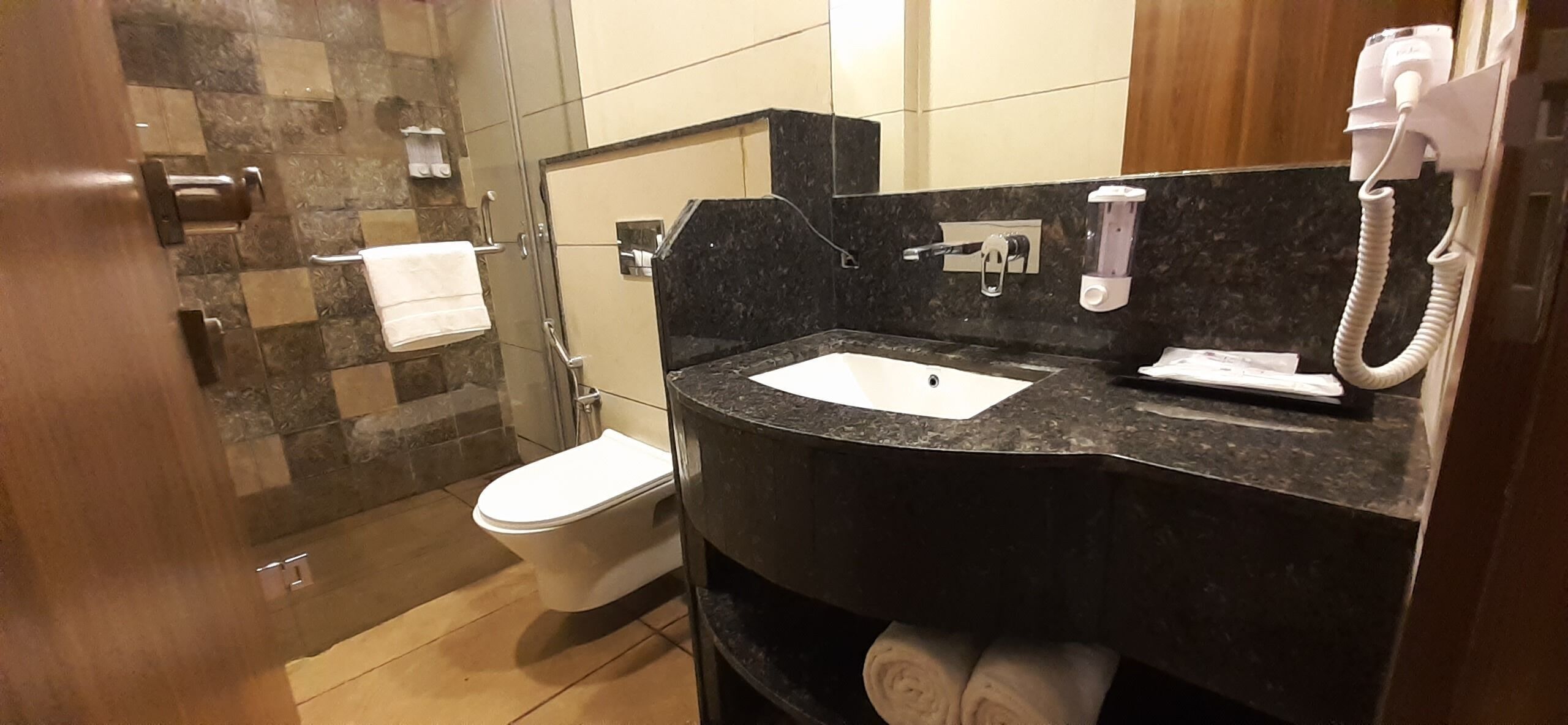 Bathroom | Shower, slippers, towels
