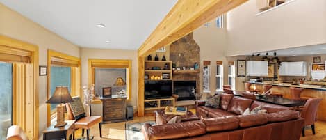 TV, fireplace, DVD player, video library