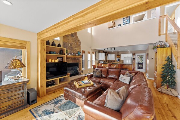 TV, fireplace, DVD player, video library