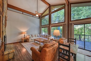 TV, fireplace, DVD player, books