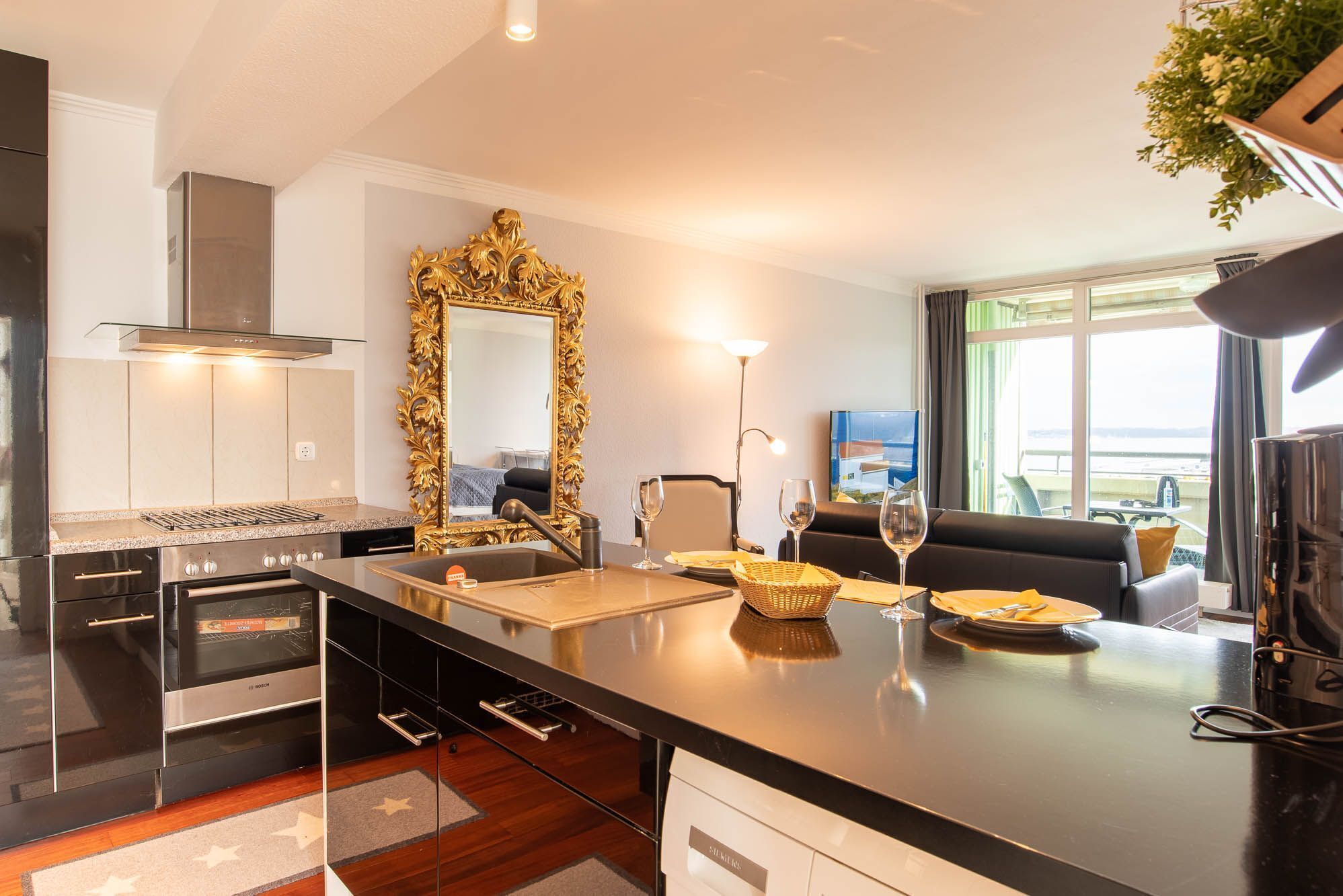 Fridge, oven, dishwasher, coffee/tea maker