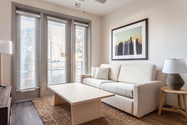 Classic Apartment, 1 King Bed with Sofa bed, Balcony (Self Check-in with Virtual Front Desk) | Living area