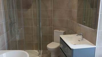 Double Room | Bathroom | Separate tub and shower, hair dryer, towels, soap