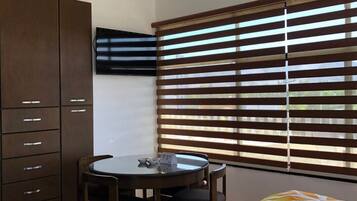 Premium bedding, down duvets, desk, laptop workspace