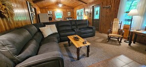 Smart TV, fireplace, DVD player, video library