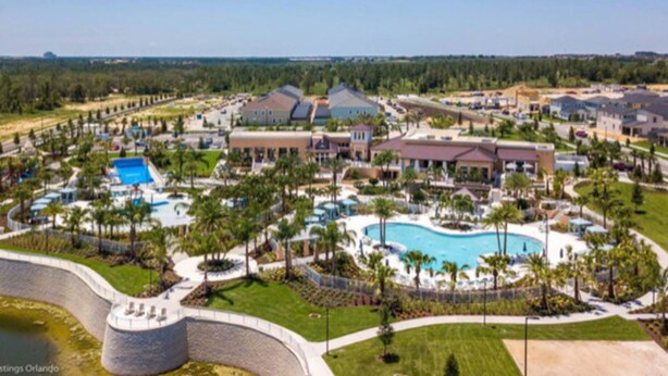 A resort with a large swimming pool, multiple buildings, and a well-maintained landscape. - Tropical Sunset by Florida Spirit (Kissimmee)