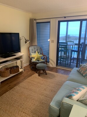 TV, DVD player, video library