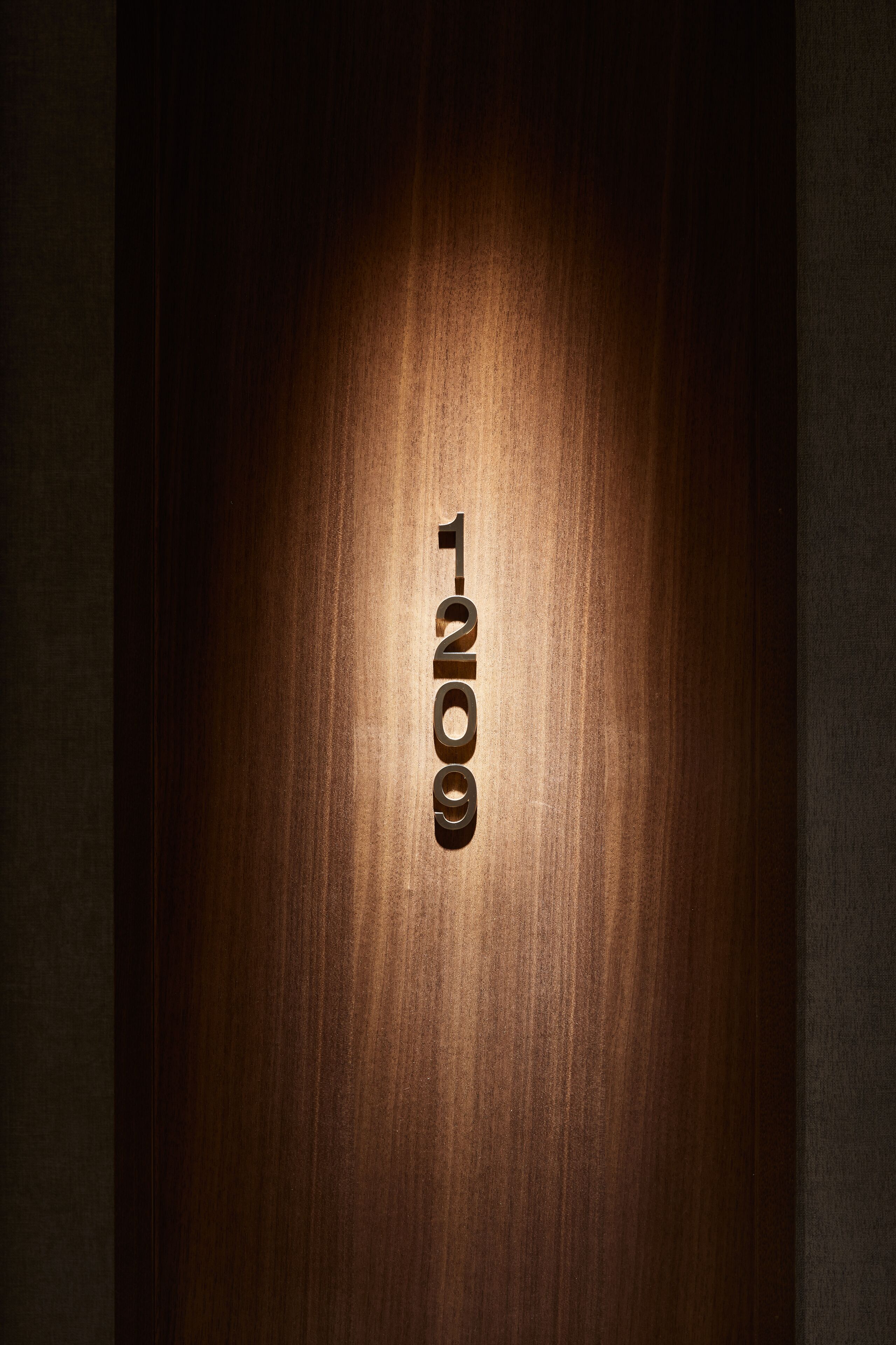 A wooden door with the numbers "2010" engraved on it.