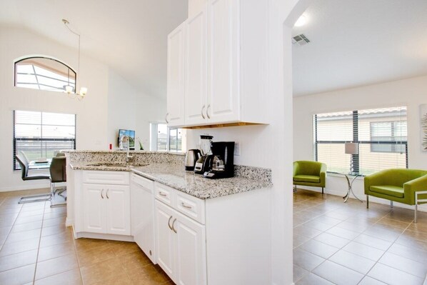 Family Villa, Garden Area | Private kitchen | Stovetop, dishwasher, cookware/dishes/utensils