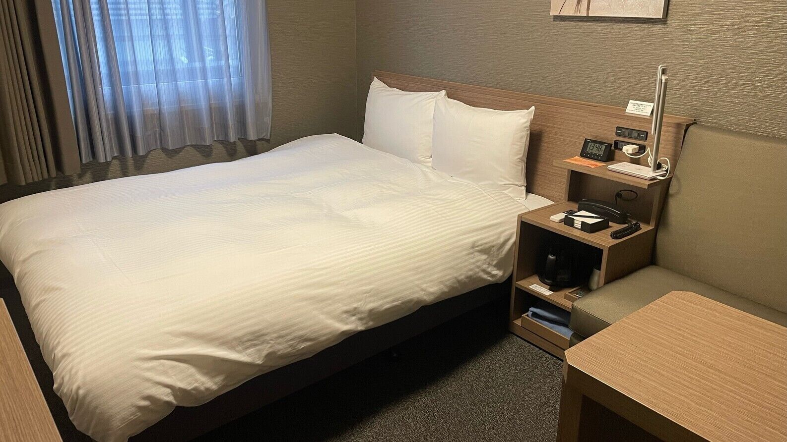 Desk, free WiFi, bed sheets