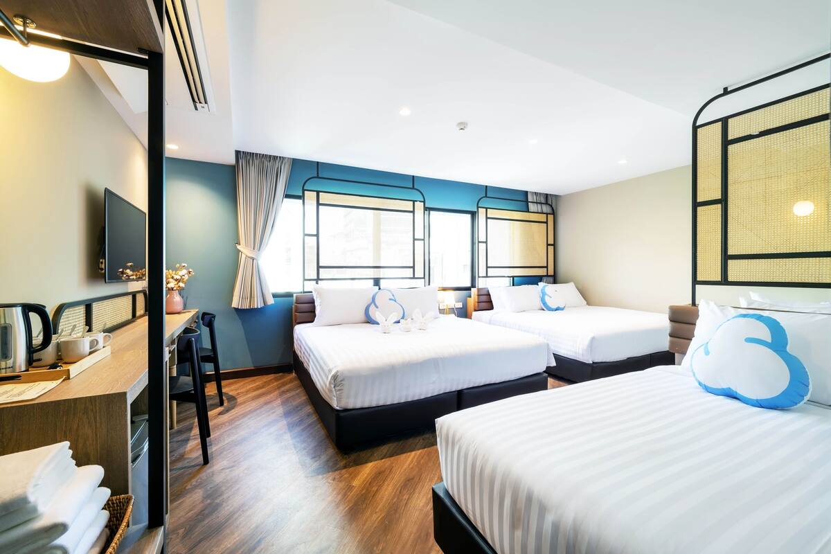 ห้องแฟมิลี่ | เครื่องนอนระดับพรีเมียม, ตู้นิรภัยในห้องพัก, โต๊ะทำงาน, ผ้าม่านกันแสง