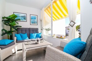 Apartment, 2 Bedrooms, Terrace, Sea View | Living room | Flat-screen TV - La Costa Paradise - Amazing Beachfront Apartment, Glazed Terrace With Sea Views (Mijas)