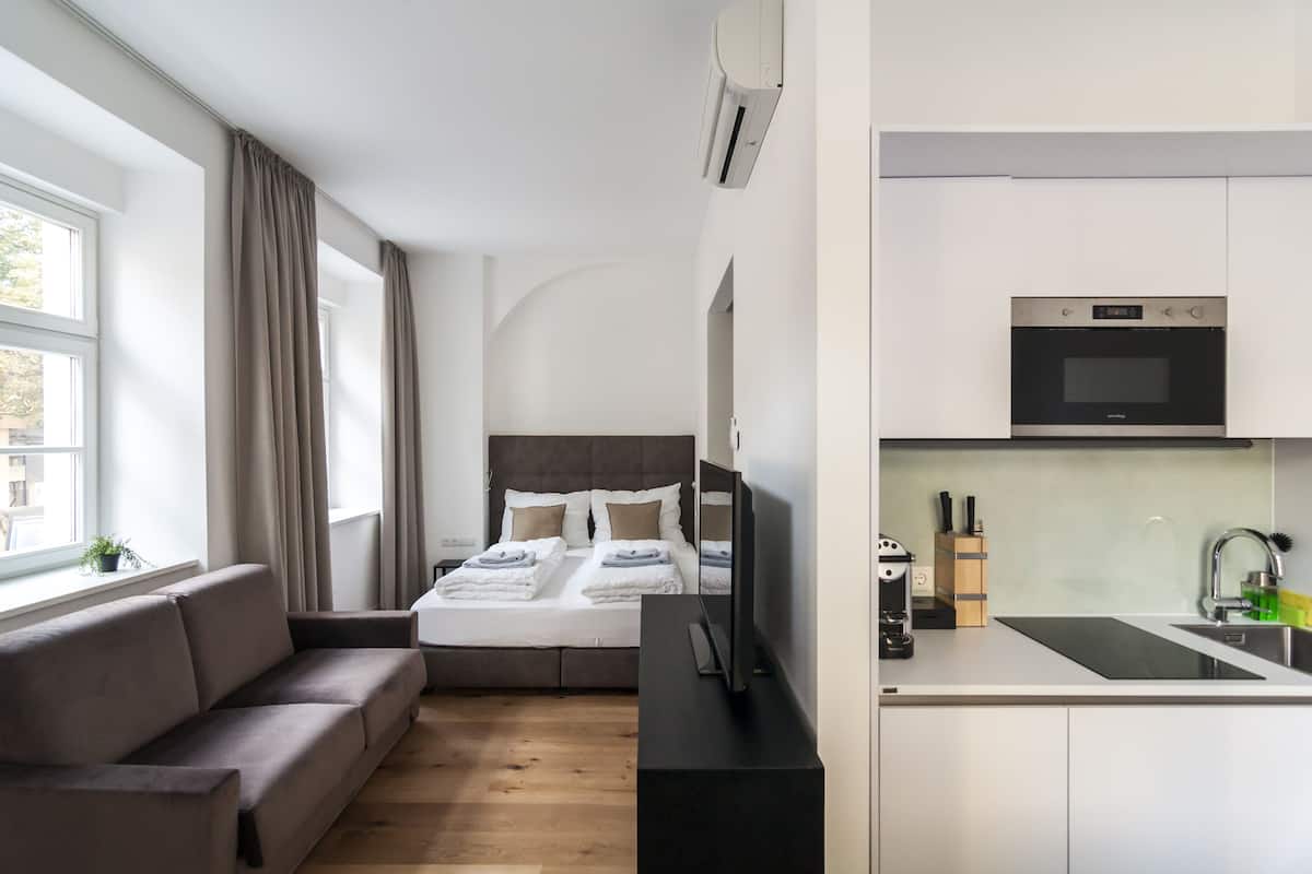 Luxurious, Conceptual home near Belvedere | Private kitchen | Fridge, stovetop, dishwasher, electric kettle