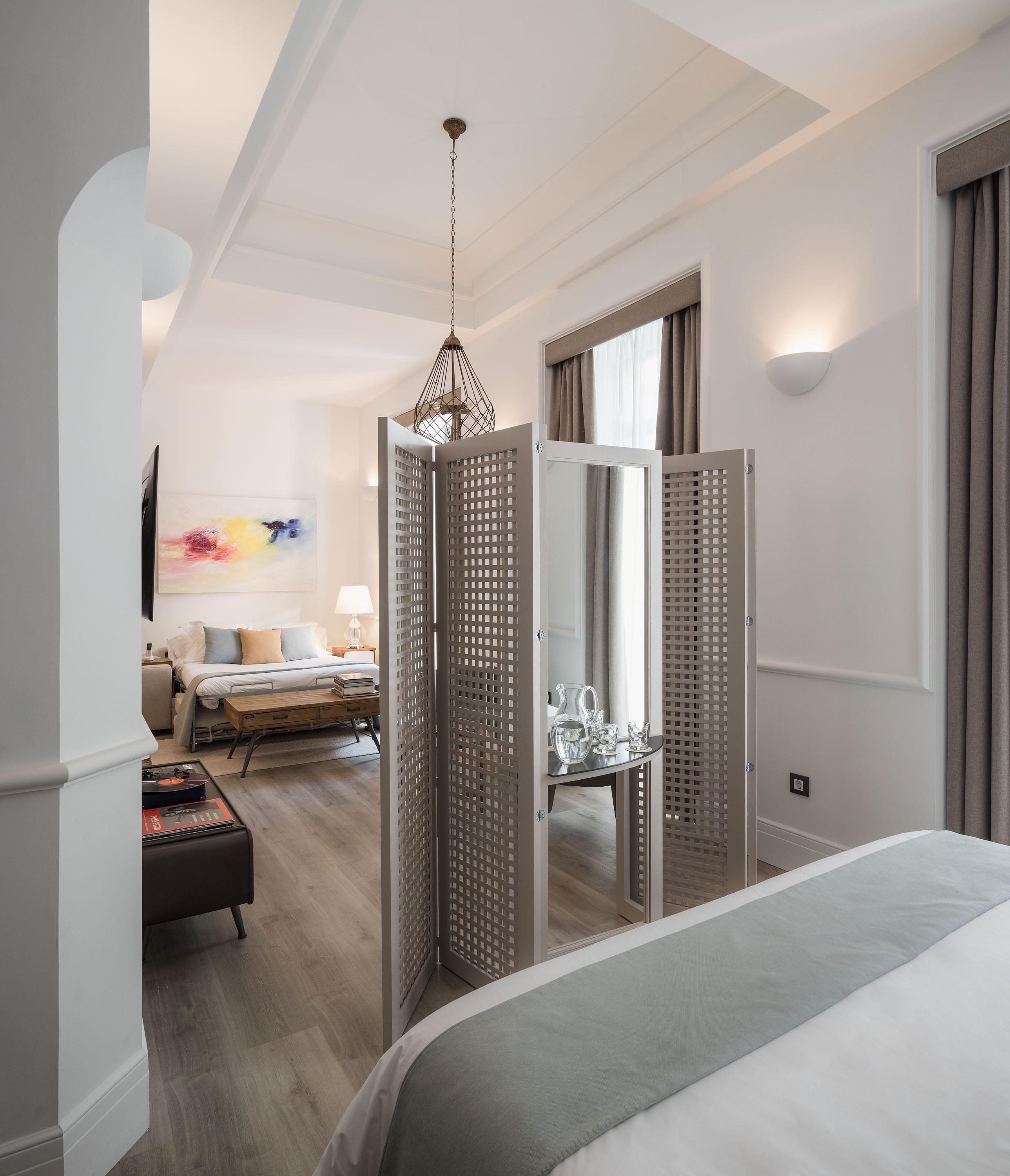 Suíte estúdio design, sacada | Roupas de cama premium, cofres nos quartos, escrivaninha