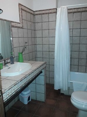 Twin Room | Bathroom | Combined shower/bathtub, towels, soap, shampoo